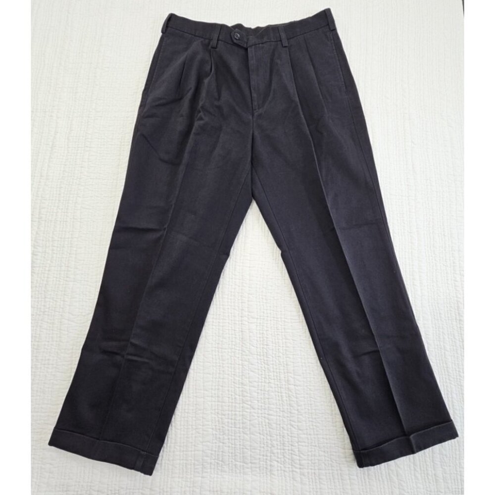 Savane Pleated Pants Men's 36x29 Dark Ink No Iron Comfort Waistband Pleated NWT